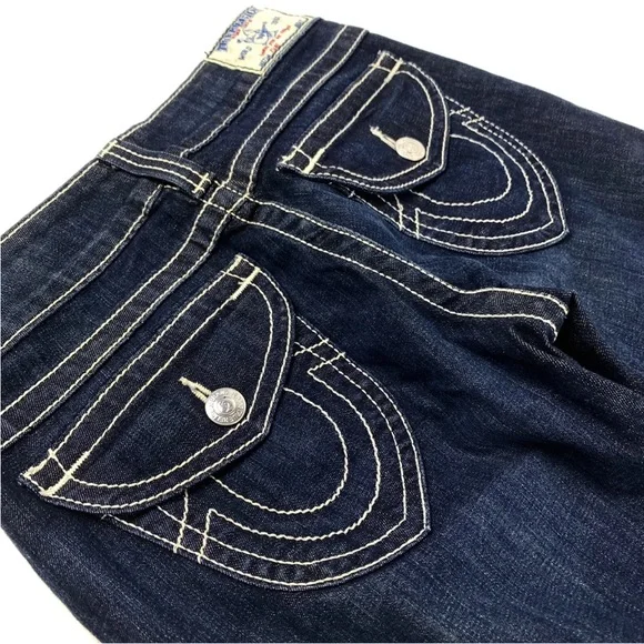 True Religion Bootcut Navy White Stitching Womens Size 29 - Picture 3 of 6